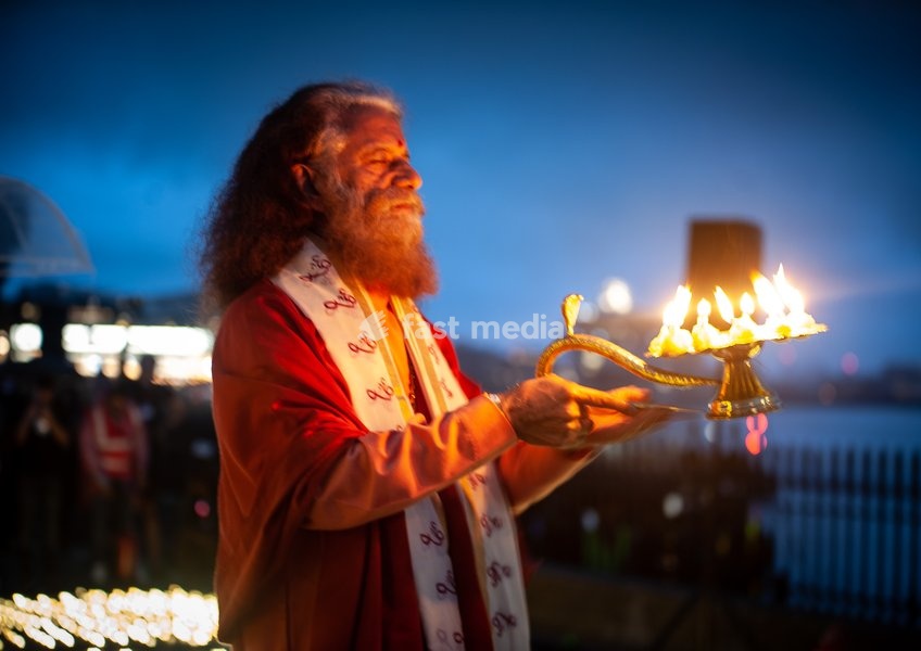 Ganga Aarti on the Thames Greenwich London UK