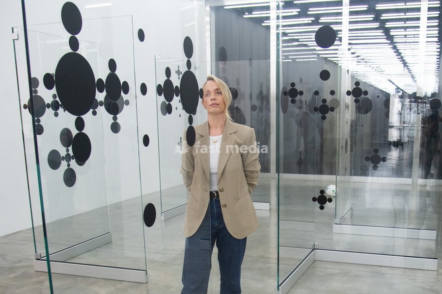 Staff members view 'Blind Signs' 2013 by Gabriel Orozco at a photocall for artist Gabriel Orozco's solo exhibition 'Chronotopic' at White Cube Bermondsey, London, England, UK on Monday 14 September, 2026