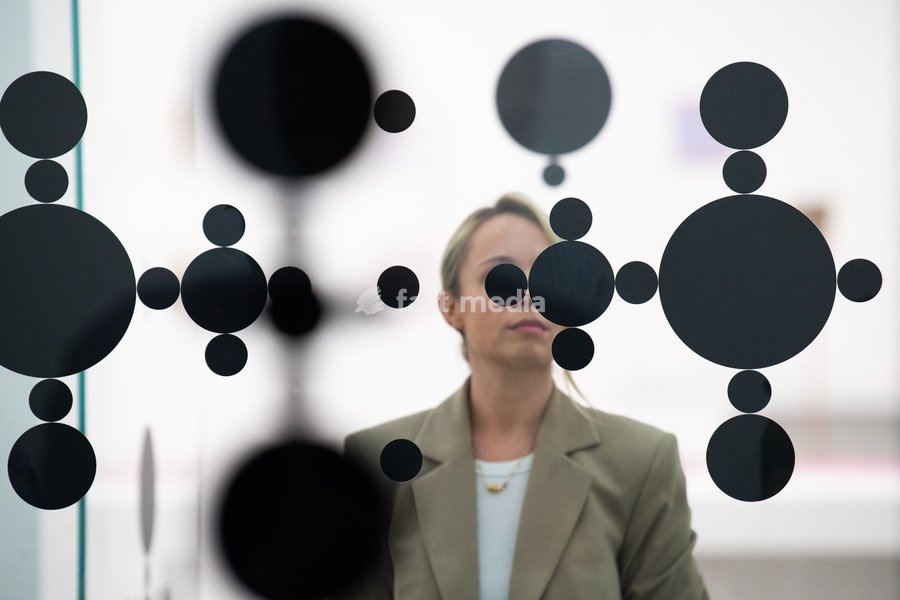 Staff members view 'Blind Signs' 2013 by Gabriel Orozco at a photocall for artist Gabriel Orozco's solo exhibition 'Chronotopic' at White Cube Bermondsey, London, England, UK on Monday 14 September, 2026