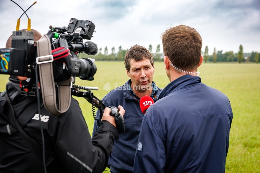 farmer Francky Snaet pictured during a press visit as operator Elia started the first phase of work on the Ventilus project, Monday 14 September 2026 in Zuienkerke. Ventilus is the new high-voltage power line of Elia in West Flanders, to transport the electricity generated by the new offshore wind…