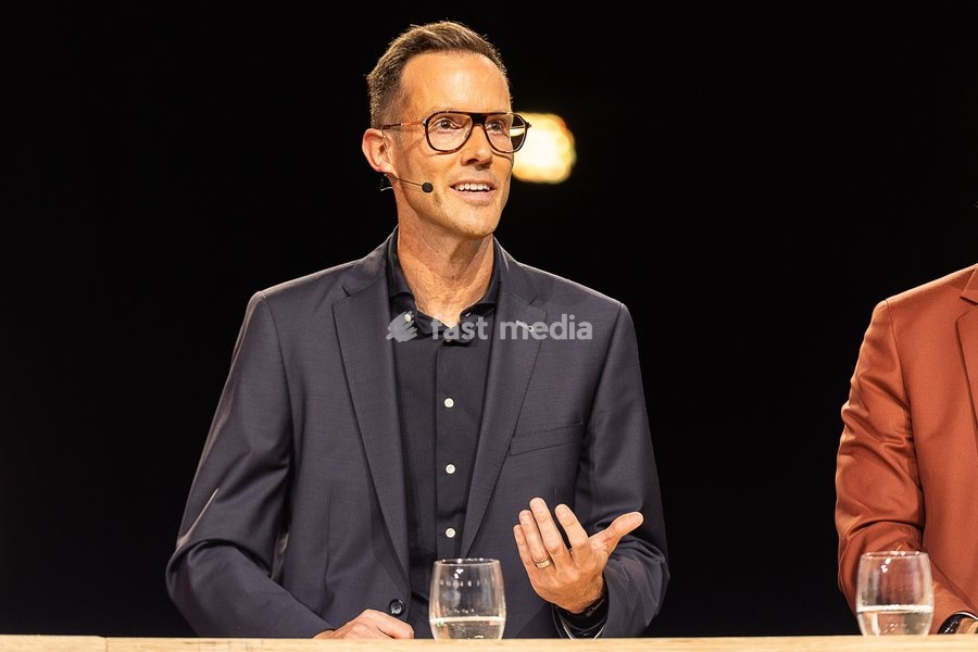 Vooruit's Rob Beenders pictured during the 'Voka Rentree', the yearly kick-off of the political-economic autumn of Voka, Flanders' Chamber of Commerce and Industry, Monday 7 September 2026 at Brussels Airport in Zaventem