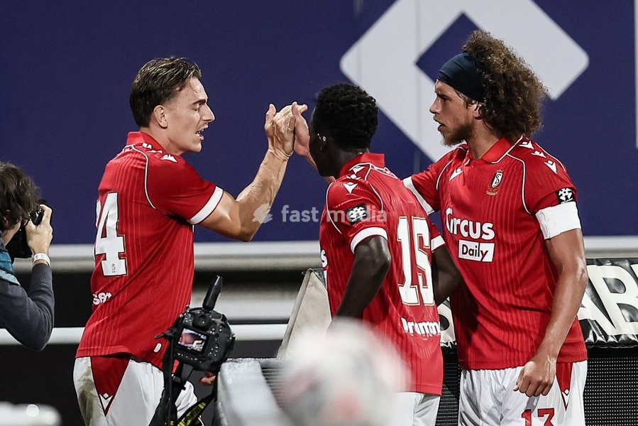 Standard's Casper Nielsen celebrates after scoring during a soccer match between KAA Gent and Standard de Liege, Friday 18 September 2026 in Gent, on day 7 of the 2026-2027 'Jupiler Pro League' first division of the Belgian championship