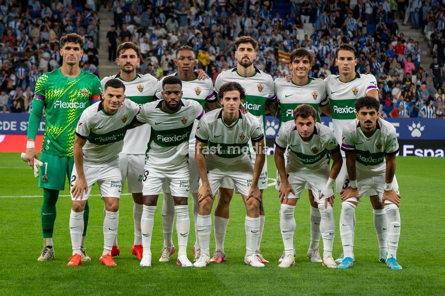 Players of Elche CF pose for a team