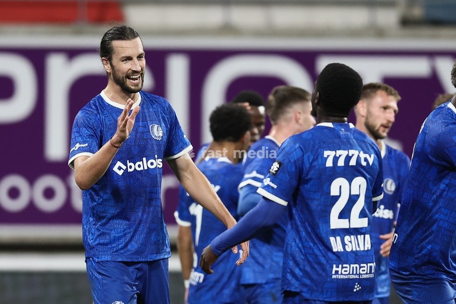 Gent's Christian Burgess celebrates after scoring during a soccer match between KAA Gent and Standard de Liege, Friday 18 September 2026 in Gent, on day 7 of the 2026-2027 'Jupiler Pro League' first division of the Belgian championship