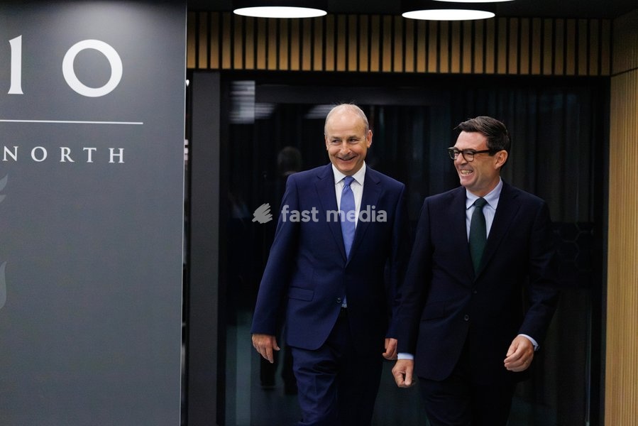 18/09/2026. Manchester, United Kingdom. Prime Minister Andy Burnham hosts Taoiseach Micheál Martin at Number 10 North
