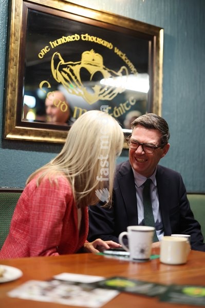 18/09/2026. Ashton-in-Makerfield, United Kingdom. Prime Minister Andy Burnham and Taoiseach Micheál Martin visit the Brian Boru Irish Club