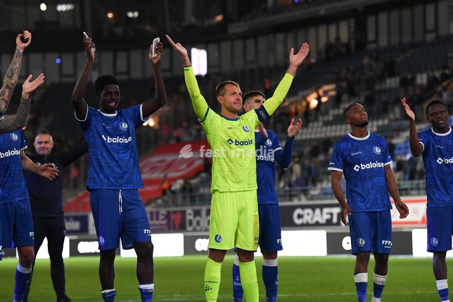 Gent's players celebrate after winning a soccer match between KAA Gent and Standard de Liege, Friday 18 September 2026 in Gent, on day 7 of the 2026-2027 'Jupiler Pro League' first division of the Belgian championship