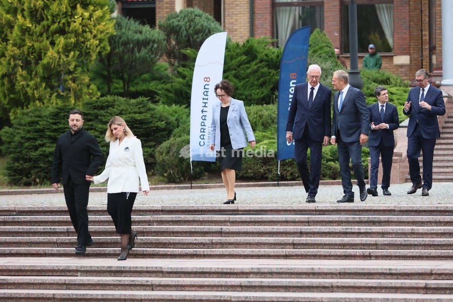 President of Ukraine Volodymyr Zelenskyy, First Lady of Ukraine Olena Zelenska, President of the Federal Council of Austria Christine Schwarz-Fuchs, First Vice-President of the Senate of the Czech Republic Jiri Drahos, Prime Minister of Poland Donald Tusk, President of Romania Nicusor Dan, and…