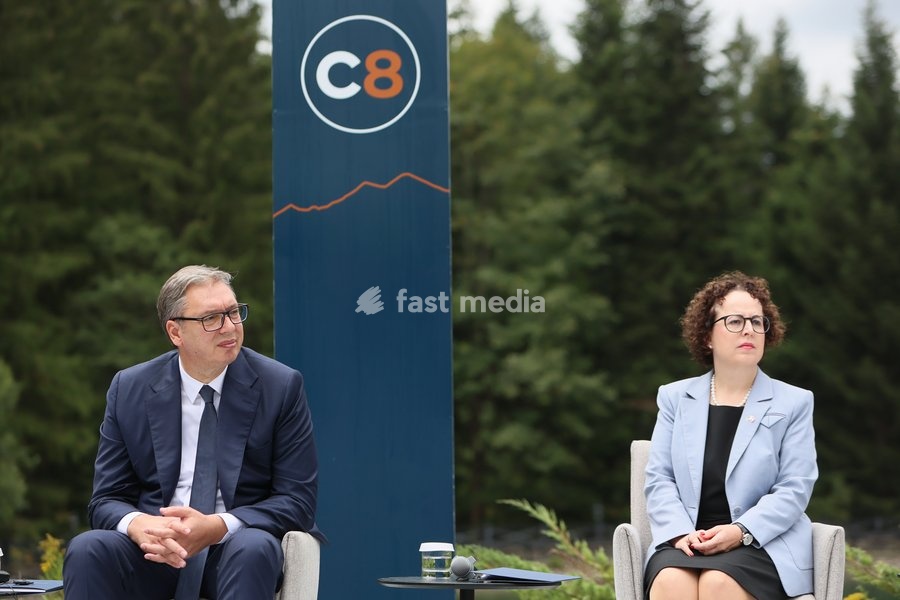 President of Serbia Aleksandar Vucic and President of the Federal Council of Austria Christine Schwarz-Fuchs participate in a news conference during the Carpathian 8 Summit in Ivano-Frankivsk region, Ukraine, September 18, 2026. On this day, President of Ukraine Volodymyr Zelenskyy announced the…