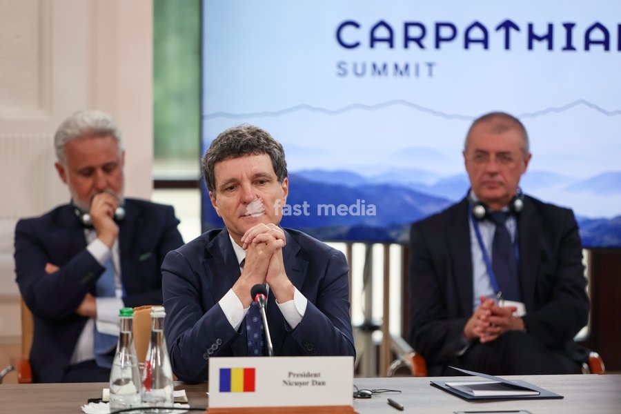 President of Romania Nicusor Dan participates in the first plenary sitting of the Carpathian 8 Summit in Ivano-Frankivsk region, Ukraine, September 18, 2026. On this day, President of Ukraine Volodymyr Zelenskyy announced the launch of a new format - the Carpathian Eight (C8) - comprising Austria,…