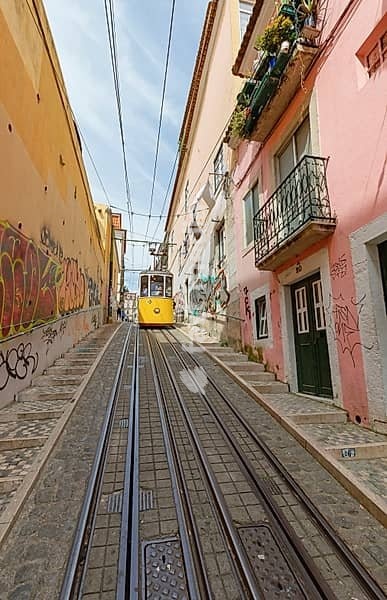 View of the Bica Funicular, Lisbon, Portugal