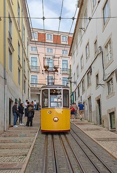 View of the Bica Funicular, Lisbon, Portugal