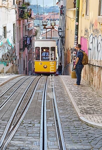 View of the Bica Funicular, Lisbon, Portugal