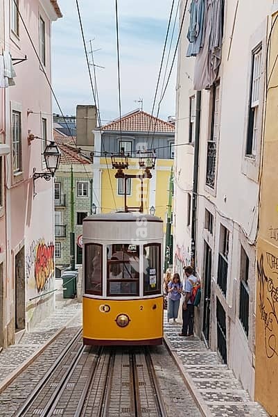 View of the Bica Funicular, Lisbon, Portugal