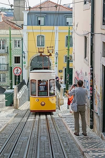 View of the Bica Funicular, Lisbon, Portugal