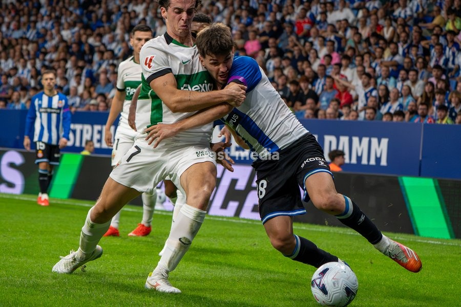 javi hernandez of RCD Espanyol during the LaLiga EA Sports matchday 7 fixture between RCD Espanyol and Elche CF at Stage Front Stadium on September 18, 2026, in Cornellà de Llobregat, Spain