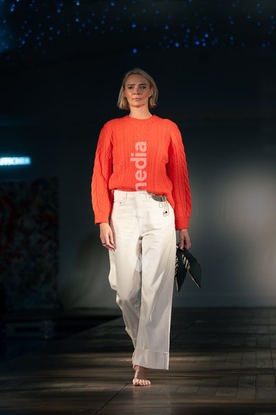 Jodie Kidd rehearses the runway at the Ginny Litscher Catwalk Show 2026 at The Haymarket Hotel on September 18, 2026 in London, England