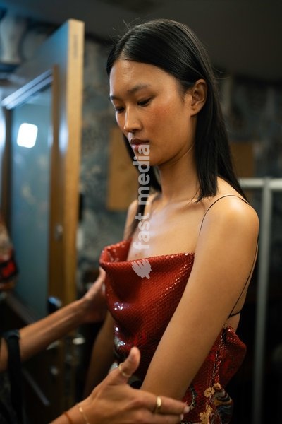 A model walks the runway at the Ginny Litscher Catwalk Show 2026 at The Haymarket Hotel on September 18, 2026 in London, England