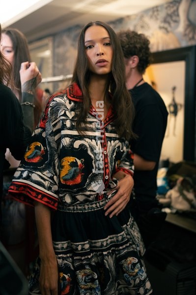 A model walks the runway at the Ginny Litscher Catwalk Show 2026 at The Haymarket Hotel on September 18, 2026 in London, England