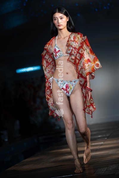 A model walks the runway at the Ginny Litscher Catwalk Show 2026 at The Haymarket Hotel on September 18, 2026 in London, England