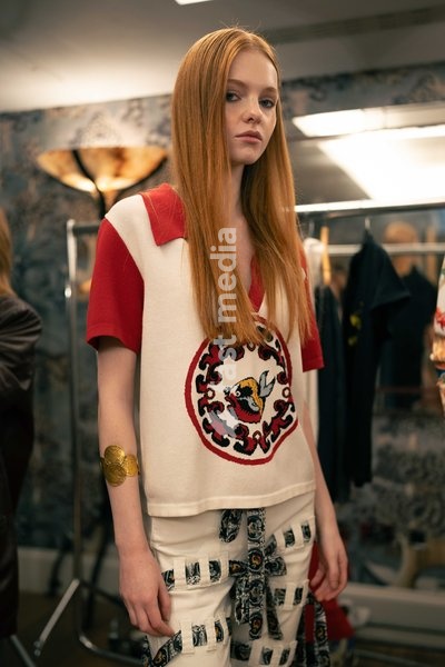A model walks the runway at the Ginny Litscher Catwalk Show 2026 at The Haymarket Hotel on September 18, 2026 in London, England