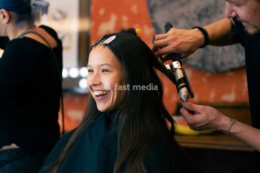 A model backstage at the Ginny Litscher Catwalk Show 2026 at The Haymarket Hotel on September 18, 2026 in London, England