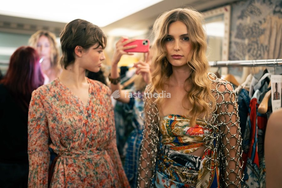 A model walks the runway at the Ginny Litscher Catwalk Show 2026 at The Haymarket Hotel on September 18, 2026 in London, England