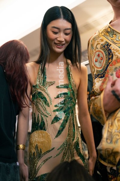 A model walks the runway at the Ginny Litscher Catwalk Show 2026 at The Haymarket Hotel on September 18, 2026 in London, England
