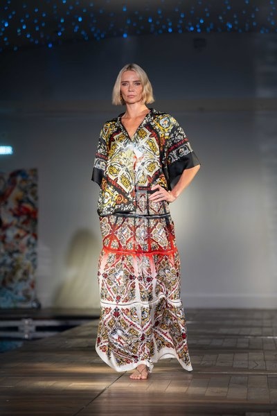 Jodie Kidd walks the runway at the Ginny Litscher Catwalk Show 2026 at The Haymarket Hotel on September 18, 2026 in London, England