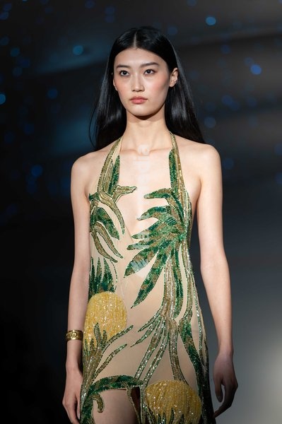 A model walks the runway at the Ginny Litscher Catwalk Show 2026 at The Haymarket Hotel on September 18, 2026 in London, England