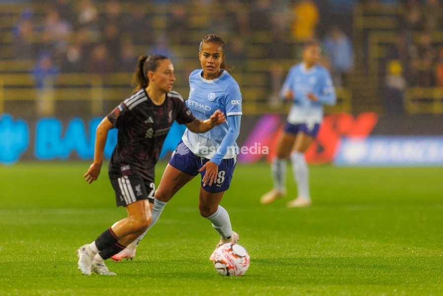 Mary Fowler of Manchester City Women during the Women's Super League match between Manchester City Women and Liverpool FC Women at the Joie Stadium in Manchester, England on September 18, 2026