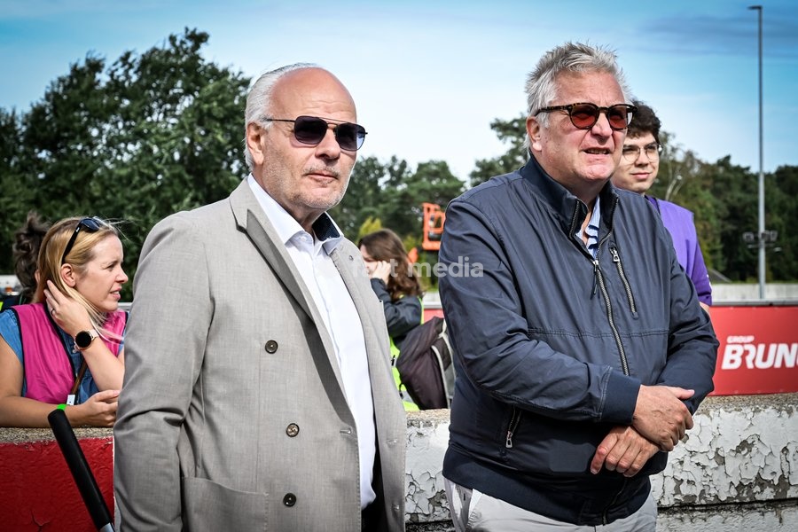 Prince Laurent of Belgium and Organiser Frans-Joseph Joosten pictured at the iLumen European Solar Challenge (iESC), the largest solar race in Europe, Saturday 19 September 2026, at the Circuit Zolder, in Heusden-Zolder. Some 20 university teams that have designed and built their own cars are…