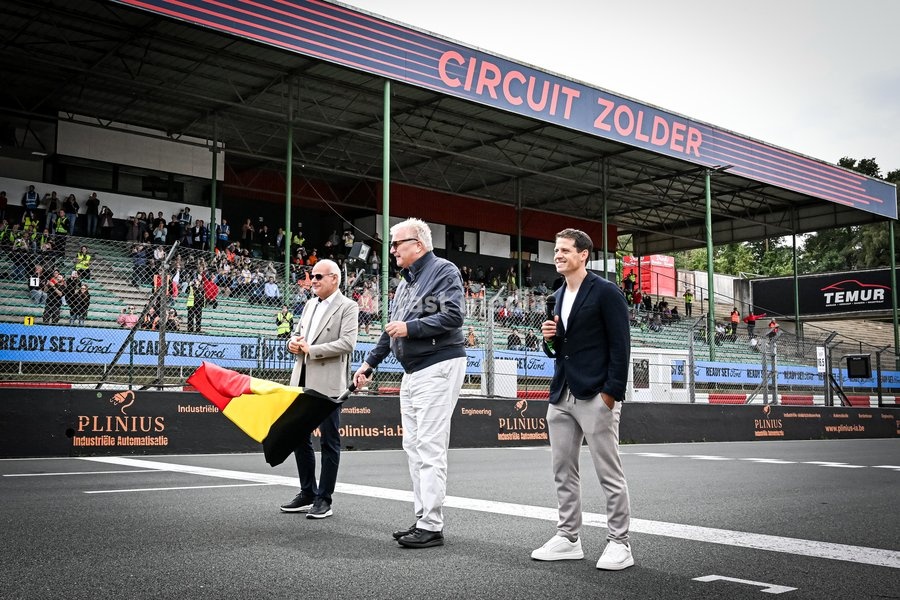Organisor Ismael Ben-Al-Lal and Organisor Frans-Joseph Joosten and Prince Laurent of Belgium pictured at the iLumen European Solar Challenge (iESC), the largest solar race in Europe, Saturday 19 September 2026, at the Circuit Zolder, in Heusden-Zolder. Some 20 university teams that have designed…