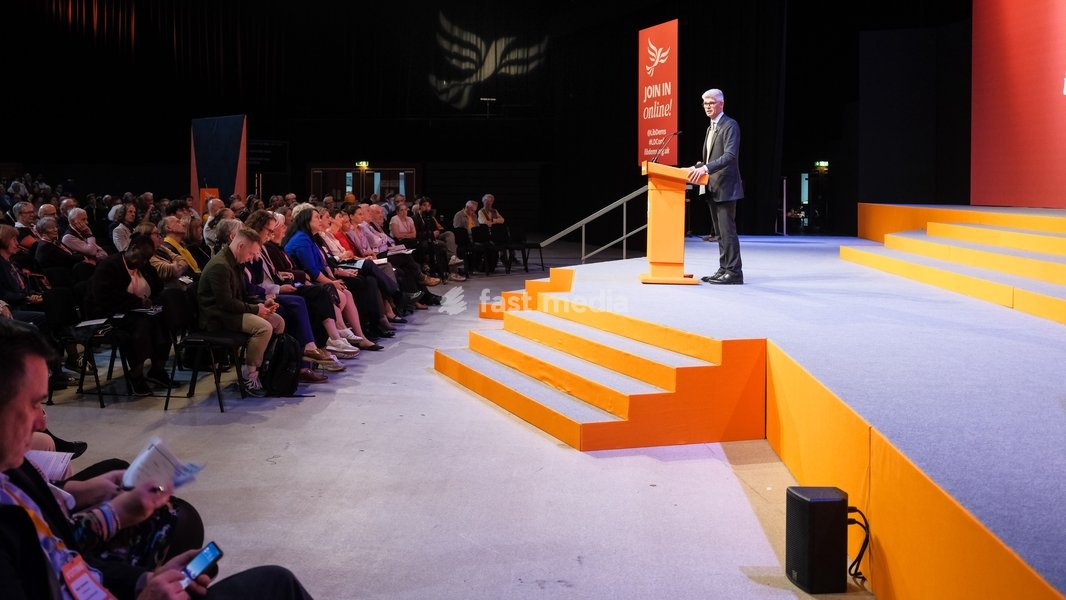 Al Pinkerton, Europe Spokeperson addresses the Liberal Democrat Autumn Conference 2026 on Saturday 19 September 2026 at Brighton Centre, Brighton