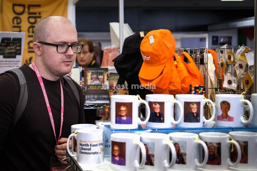 Liberal Democrat Merchandise seen in the exhibition during the Liberal Democrat Autumn Conference 2026 on Saturday 19 September 2026 at Brighton Centre, Brighton