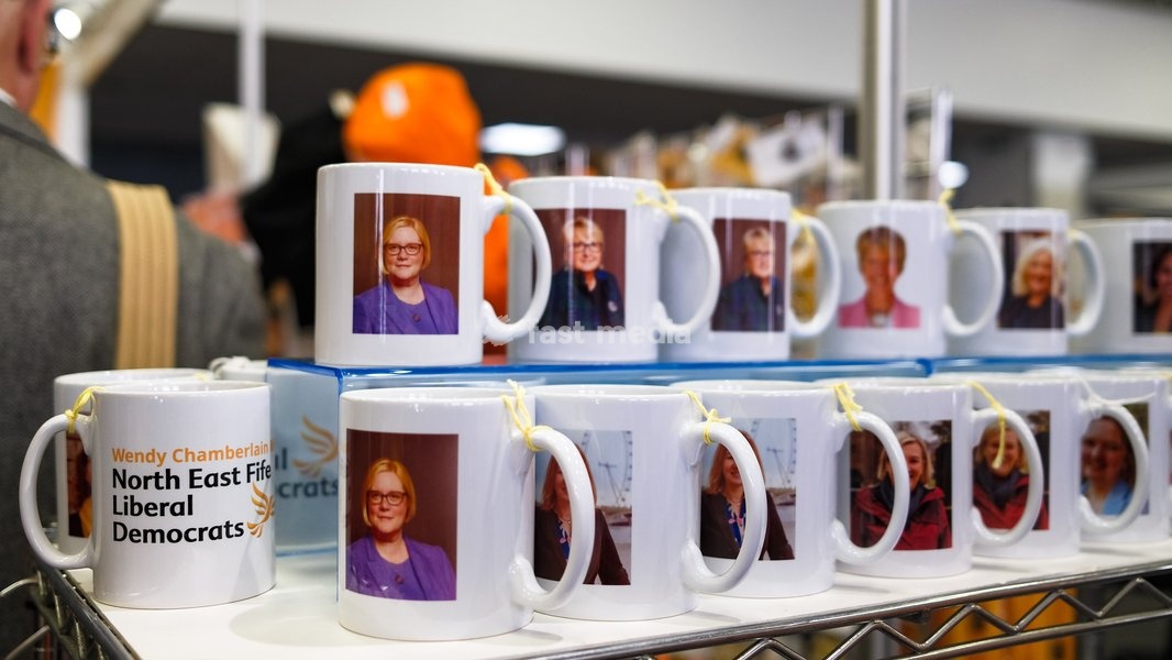 Liberal Democrat Merchandise seen in the exhibition during the Liberal Democrat Autumn Conference 2026 on Saturday 19 September 2026 at Brighton Centre, Brighton