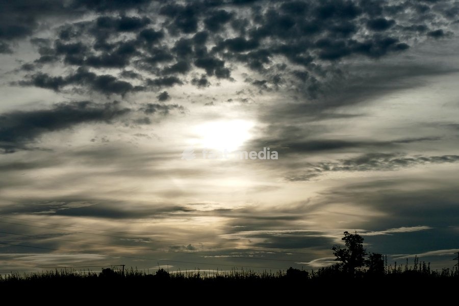 Cloud formations on an unsettled morning in the countryside