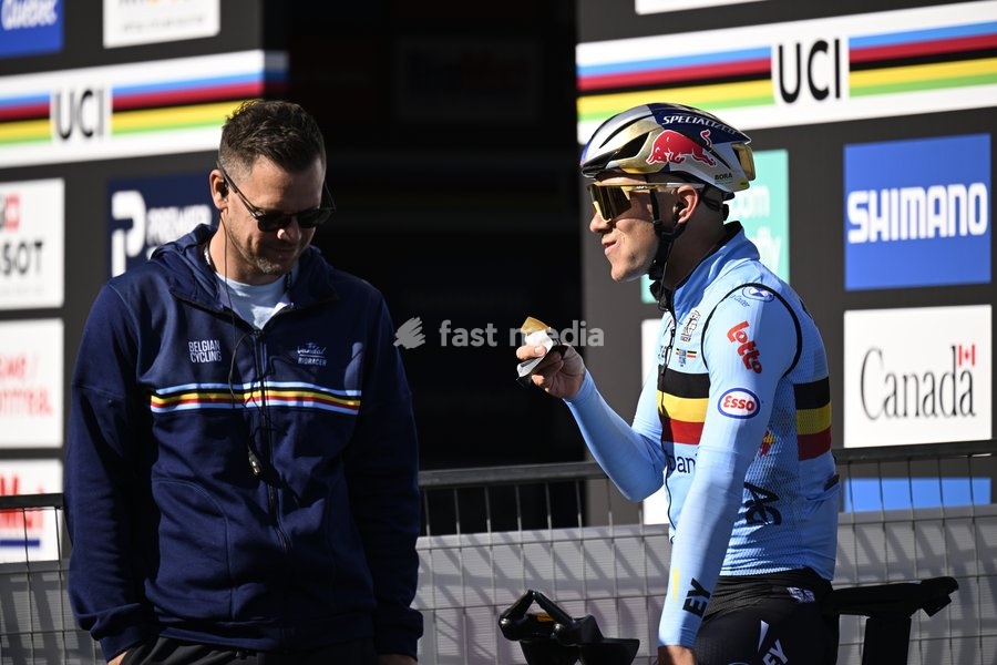 Belgian Remco Evenepoel pictured during a training before the cycling World Championship, in Montreal, Canada, Saturday 19 September 2026. The UCI road world championships are taking place from 20 to 27 September, in Montreal, Canada