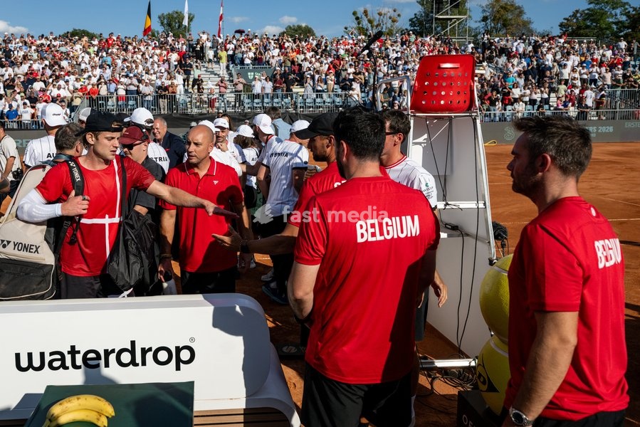 Belgian Zizou Bergs looks dejected after losing a tennis match between Austrian Rodionov and Belgian Bergs, the fourth rubber in the tie between Austria and Belgium, qualifiers for the Davis Cup tournament, on Saturday 19 September 2026 in Vienna, Austria