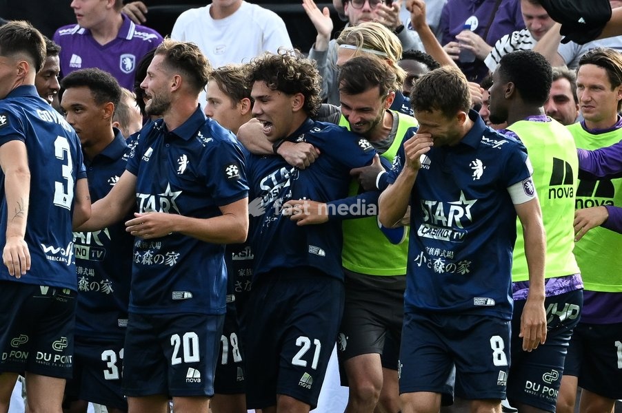 Beerschot's Mohamed Anas Haj celebrates after scoring during a soccer match between Sporting Hasselt and K. Beerschot VA, Saturday 19 September 2026 in Hasselt, on day 6 of the 2026-2027 'Challenger Pro League' 1B second division of the Belgian championship