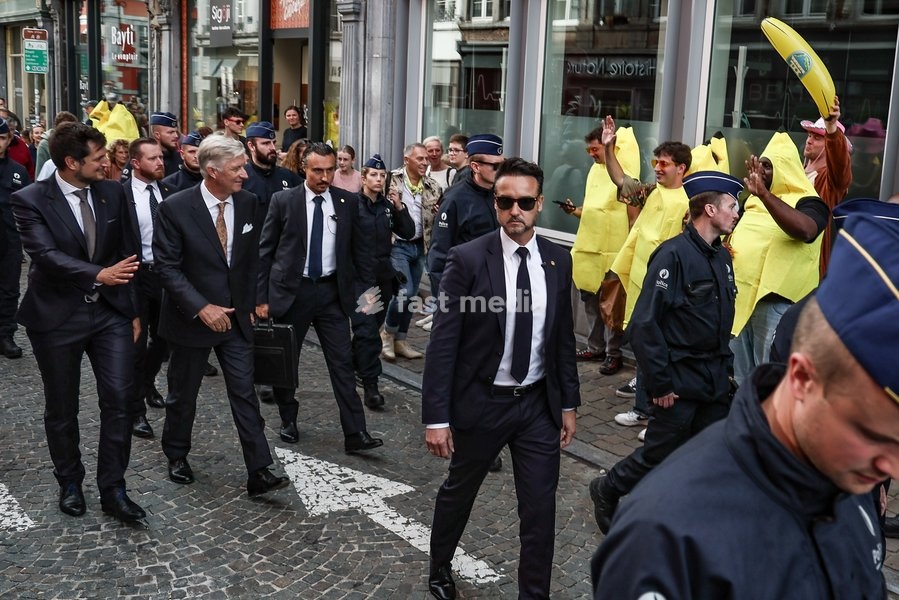 Walloon Minister President Adrien Dolimont and King Philippe - Filip of Belgium pictured during the 'Fêtes de Wallonie' (Wallonia feasts) celebrations, on Saturday 19 September 2026 in Namur