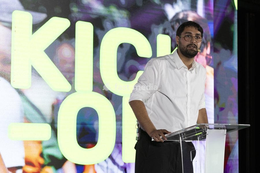 Groen chairman Aimen Horch delivers a speech at the Kick-Off event and start of the new political year of Flemish ecologist party Groen, on Saturday 19 September 2026 in Mechelen
