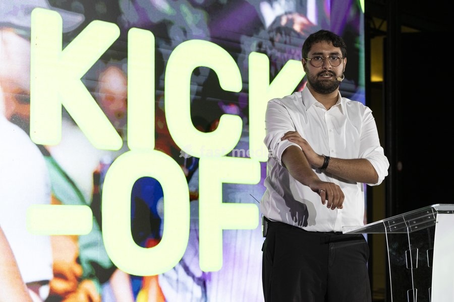 Groen chairman Aimen Horch delivers a speech at the Kick-Off event and start of the new political year of Flemish ecologist party Groen, on Saturday 19 September 2026 in Mechelen