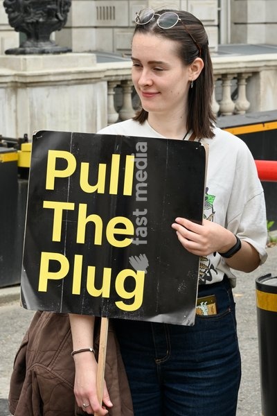 London, UK. Emergency AI Protest : Organized by activists targeting Big Tech and government policies. Outside the Dept for Business, Innovation, Science & Trade ( Old Admiralty Building)