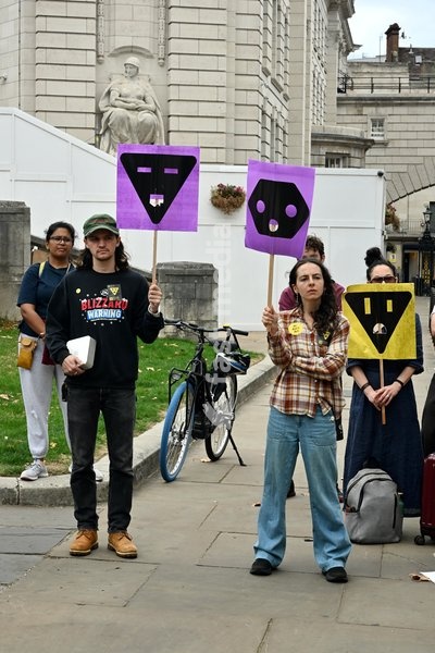London, UK. Emergency AI Protest : Organized by activists targeting Big Tech and government policies. Outside the Dept for Business, Innovation, Science & Trade ( Old Admiralty Building)