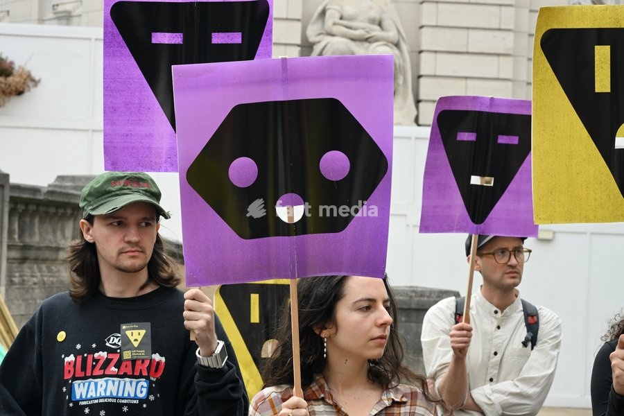 London, UK. Emergency AI Protest : Organized by activists targeting Big Tech and government policies. Outside the Dept for Business, Innovation, Science & Trade ( Old Admiralty Building)