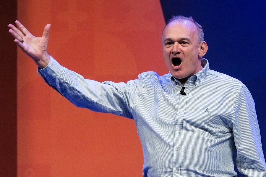 Sir Ed Davey, Current Liberal Democrat Leader, Mp For Kingston And Surbiton addresses the party rally during the Liberal Democrat Autumn Conference 2026 on Saturday 19 September 2026 at Brighton Centre, Brighton
