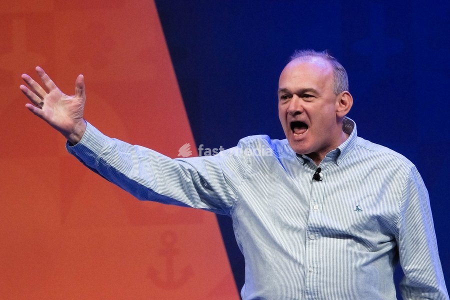 Sir Ed Davey, Current Liberal Democrat Leader, Mp For Kingston And Surbiton addresses the party rally during the Liberal Democrat Autumn Conference 2026 on Saturday 19 September 2026 at Brighton Centre, Brighton