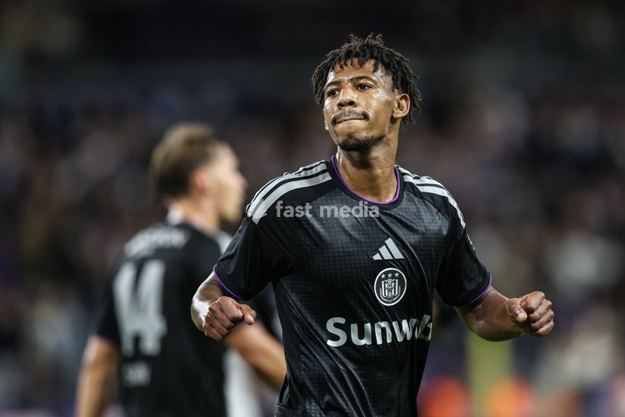 Anderlecht's Tawfik Bentayeb celebrates after scoring during a soccer match between RSC Anderlecht and SV Zulte Waregem, Saturday 19 September 2026 in Brussels, on day 7 of the 2026-2027 'Jupiler Pro League' first division of the Belgian championship