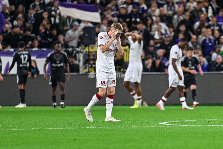 Essevee's Jakob Kiilerich looks dejected during a soccer match between RSC Anderlecht and SV Zulte Waregem, Saturday 19 September 2026 in Brussels, on day 7 of the 2026-2027 'Jupiler Pro League' first division of the Belgian championship
